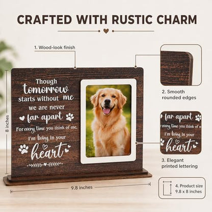Dog Memorial Gifts For Loss Of Dog Picture Frame, Pet Memorial Gifts For Dogs Photo Keepsake, Wooden Picture Frame for 4x6 Photo Pet Loss Gifts Sympathy Decor Bereavement Remembrance Gift