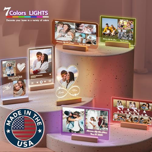 LOUISMIAA Custom Picture Frames,Personalized Photo Frame with Night Light,Customized Picture Frame,Personalized Gift for Father, Dad, Husband from Daughter, Son, Wife - color: Style 9
