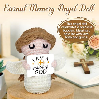 Baptism Gifts for Girl,Boy,Baby - I Am a Child of God Crochet Angel Doll- Religious Christian Gifts for Women,Men,Kids, Confirmation Gift for Teen Girls, First Communion Gift - style: Baptism Gifts