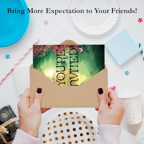 Witch Birthday Invitations Girl Wizards Party Invites with Envelopes 20 - color: Pink & Green Witch
