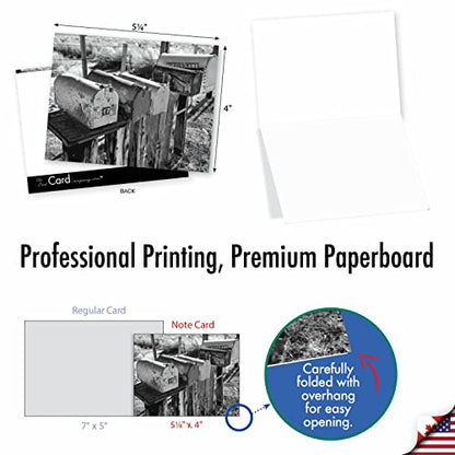 The Best Card Company - 10 Blank Note Cards with Envelopes (4 x 5.12 Inch) - Black & White Photos, Bulk Boxed Set - In the Mail M9681OCB - style: In The Mail