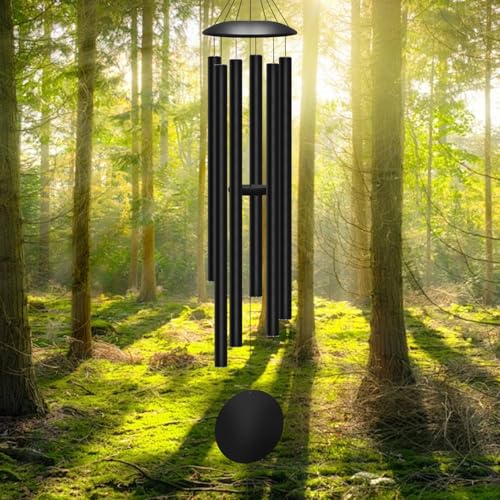 78" Extra Large Wind Chimes for Outside, 6 Thick and Bold Aluminum Tubes | Deep Tone Tuned Relaxing Melody Wind Chime, Big Wind Chimes for Garden Patio Decor, Great Gift Idea for Mother's Day (Black) - color: Black, size: 78"