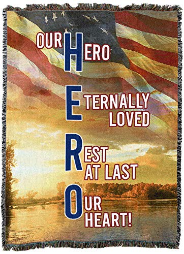 Pure Country Weavers Our Hero Blanket - Gift Military Sympathy Tapestry Throw Woven from Cotton - Made in the USA (72x54) - color: Our Hero, size: 72" x 54"