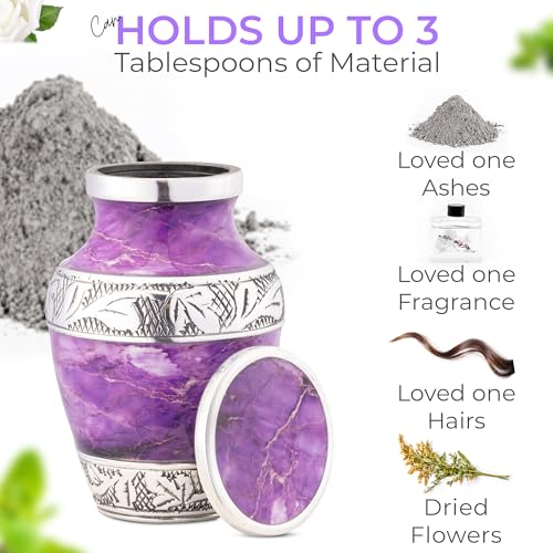 Marbled Metal Keepsake Urn for Human Ashes, Mini 6 Cu in, Purple - color: Purple, size: Small (Set of 1)