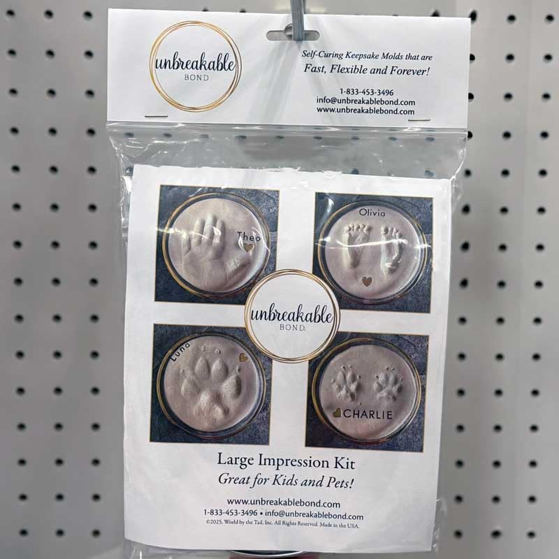 Unbreakable Bond® Pet Paw Print Memory Kit, Self-Curing Molding Putty with Gold Display Tin, No-Bake Pet Memorial Impression Set (Large) - size: Large