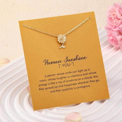 RZKING Golden Necklace for Women, Gifts for Best Friend Sister Mom Daughter - style: Sunflower