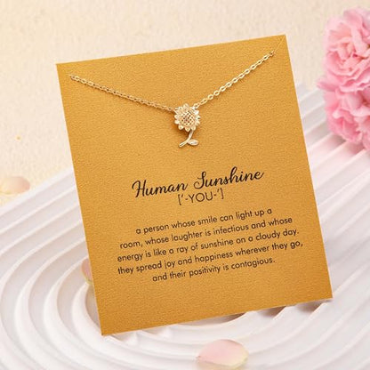 RZKING Golden Necklace for Women, Gifts for Best Friend Sister Mom Daughter - style: Sunflower