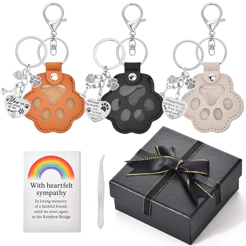Dog Memorial Gifts for Loss of Dog – 6 PCS Pet Keepsake Keychain Set with Fur Capsule, Engraved Quotes & Gift Box – Sympathy Gift for Pet Loss, In Memory of a Beloved Pet