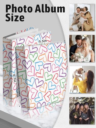 Photo Album 4x6, 56 Pockets Small Picture Book Love Heart | Mini Cute, Postcard Vacation Travel Wedding Graduation, PU Leather Family Grandma Child Mom Gift, Personalized Large Capacity - color: Love Heart