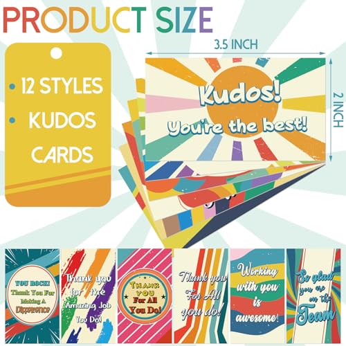 Yeaqee Employee Appreciation Cards Kudos Notes Motivational Blank,Rainbow - style: Rainbow