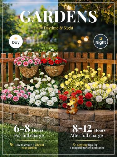 GIGALUMI 4 Pack Solar 28 Carnations Flowers Outdoor, 2 Modes, White - color: White, size: 4 PACK