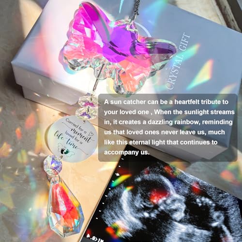 Butterfly Suncatcher Memorial Sympathy Gifts for stillbirth Infant,Baby Pregnancy Loss, Miscarriage Keepsake Gifts for Mothers Dad Mom Parent - color: Angle Baby