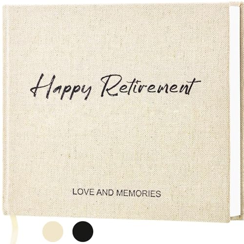 Lankaiva Happy Retirement Guest Book - Retirement Gift for Woman and Men - Congratulations Retirement Party Decorations for Colleague and Friend, Photo Retirement Book for Guest to Sign, Beige - color: Beige