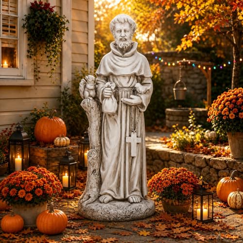 St Francis Garden Statue Outdoor, 31 in Catholic Patio Decor - color: St Francis-31"