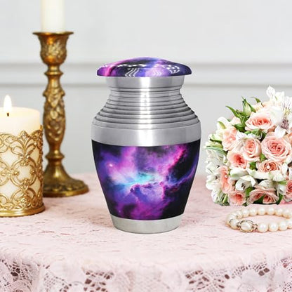 M MEILINXU Small Galaxy Urn, Purple Keepsake Urns, Mini Urn for Human Ashes - color: Purple, size: Small / Keepsake