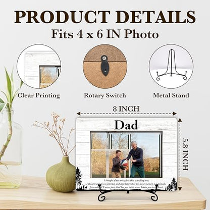 Gihyan Dad Memorial Picture Frame, In Memory of Dad Photo Frame, Sympathy Gifts For Loss of Dad, Bereavement Gifts for Loss of Father, Home Office Wooden Frame With Stand-57