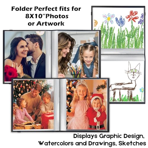 Aevdor 8x10 Photo Album 2 Pack, 68 Photos Each, Plastic Cover, Black - color: 2Pcs Black