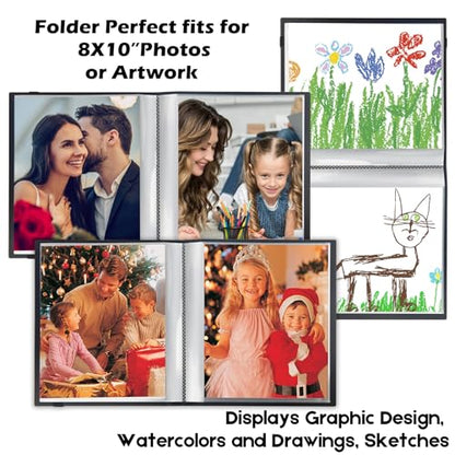 Aevdor 8x10 Photo Album 2 Pack, 68 Photos Each, Plastic Cover, Black - color: 2Pcs Black