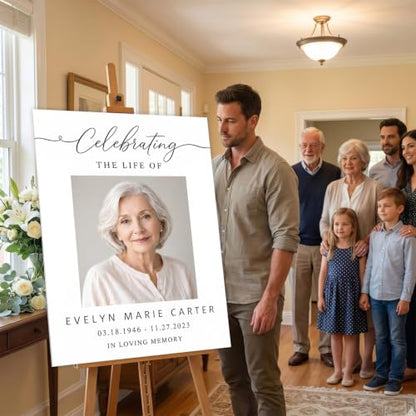 Custom Celebration of Life Welcome Sign with Photo for Memorial Funeral #27 - color: Sign 32