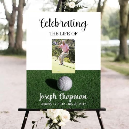 Golfer's Funeral Welcome Sign, Celebrating the Life of Sign - color: Version #17