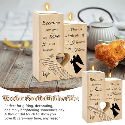 Memorial Candle Sympathy Gifts for Loss of Loved One Mother Father Celebration of Life Decorations Condolences Bereavement Funeral Comfort Gifts for Grieving Friends Women Heart Shaped Candle Holders