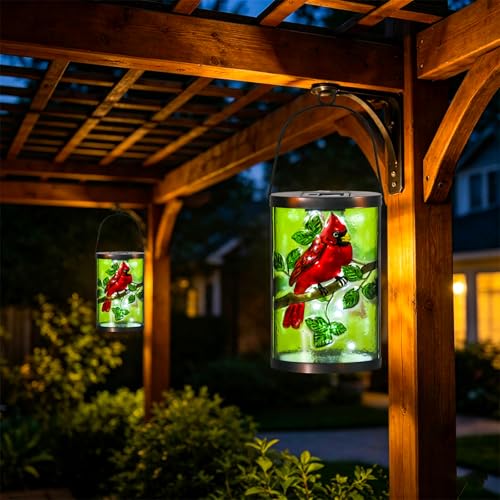MUMTOP Cardinal Solar Lantern Outdoor Waterproof, Hanging Garden Light - color: Lime Green