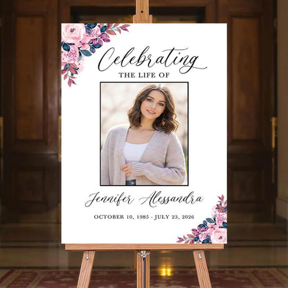 Celebrating the Life Memorial Sign Personalized - Funeral Welcome Sign, Celebration of Life Poster with Picture, Funeral Photo Display Board, In Loving Memory, Forever In Our Hearts Canvas #13 - color: Version #13