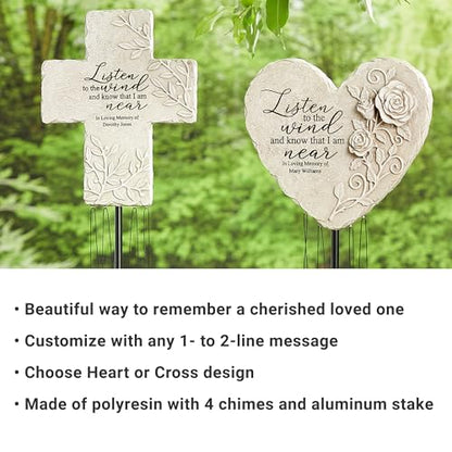 Let's Make Memories Personalized Memorial Wind Chime - Sympathy - Customized Condolences - Loss of Loved One - Celebrate Their Life - Outdoor Memorial - Heart - Whispers in The Wind - style: Heart - Whispers in the Wind