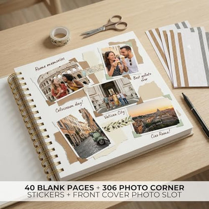 Beautiful Linen Scrapbook Photo Album 10"x10" - 40-Page Blank Guest Book | Perfect to Preserve Special Memories of Family, Weddings, Birthdays and Baby Showers - Timeless Keepsake for Every Home - color: Beige