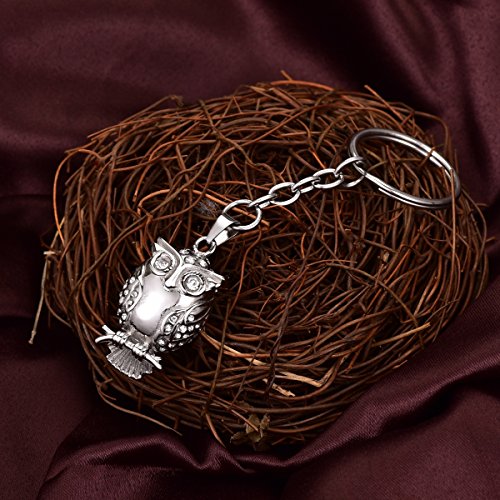 Urn Keychain Crystal Owl Pendant Stainless Steel Ash Holder Memorial Keepsake Cremation Jewelry