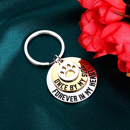 Dog Cat Pet Memorial Gifts Keychain for Pet Lover Remembrance Jewelry | Gifts for Loss of Pet Sympathy Condolences Dog Remembrance Gifts Men Women Pet Owner Once by My Side Keepsake Key Ring