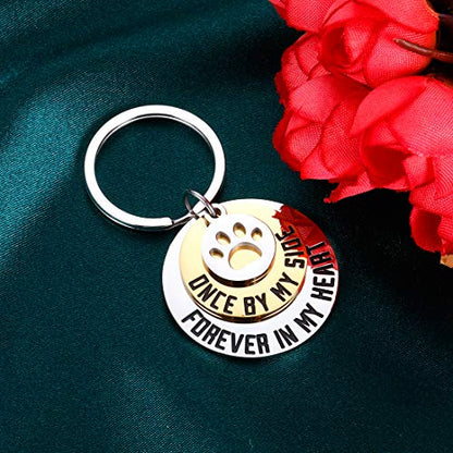 Dog Cat Pet Memorial Gifts Keychain for Pet Lover Remembrance Jewelry | Gifts for Loss of Pet Sympathy Condolences Dog Remembrance Gifts Men Women Pet Owner Once by My Side Keepsake Key Ring