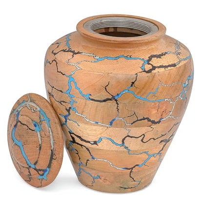Handmade Wooden Cremation Urn for Human Ashes Adult – Mango Wood & Epoxy Resin Large Funeral Urn | Decorative Memorial Burial Urn with Secure Lid for Men & Women (Large, 7x7x10 Inch, 200 Cu in) - size: Large – 7x7x10 Inch – 200 Cu In