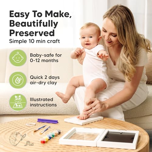 Baby Hand and Footprint Kit, Quick Dry Clay Newborn Keepsake (Alpine White) | Baby Feet and Handprint, Baby Picture Frame, Cat Dog Paw Print Kit, Personalized New Mom Gifts for Baby Showers & Registry - color: Alpine White