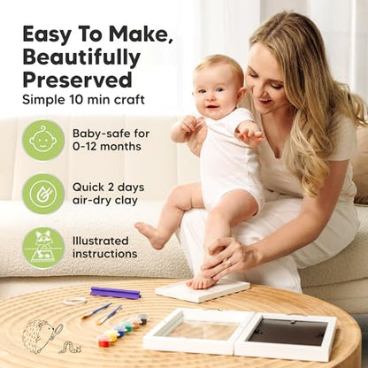Baby Hand and Footprint Kit, Quick Dry Clay Newborn Keepsake (Alpine White) | Baby Feet and Handprint, Baby Picture Frame, Cat Dog Paw Print Kit, Personalized New Mom Gifts for Baby Showers & Registry - color: Alpine White
