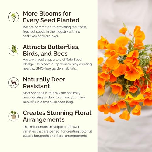 Eden Brothers Deer Resistant Wildflower Mixed Seeds for Planting, 1 lb - size: 1 Pound, style: Deer Resistant