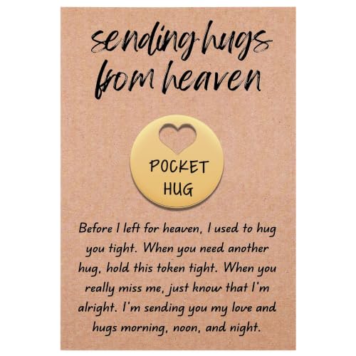 Aesnefe Pocket Hug from Heaven Token, Memorial Gifts for Loss of Mom Dad Grandma Grandpa Son Daughter, Sympathy Condolence Keepsake, Remembrance Gifts for Loss of Loved One - color: Gold