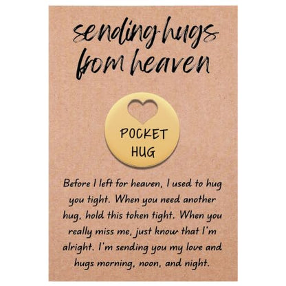 Aesnefe Pocket Hug from Heaven Token, Memorial Gifts for Loss of Mom Dad Grandma Grandpa Son Daughter, Sympathy Condolence Keepsake, Remembrance Gifts for Loss of Loved One - color: Gold