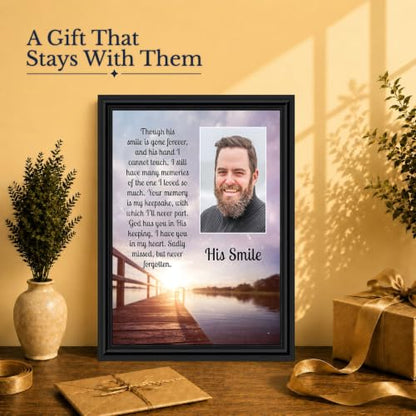 Memorial Gifts for Loss of Husband, Sympathy Gift, His Smile In Memory of Loved One, Picture Frames for Sympathy Gift Baskets, Bereavement Gifts for Loss of Father, Loss of Son Condolence Gift, 5031B | Sympathy Gifts for Loss of Father, In Memory of Dad,
