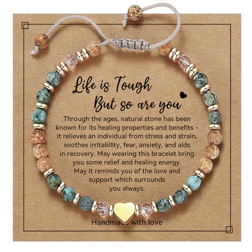 yupoxiu Natural Stone Bracelets - Inspirational Birthday Gifts for Women | Thinking of You & Get Well Soon Gifts for Women, Unique Jewelry Gift for Friend, Sister, Her - style: A-Life is tough
