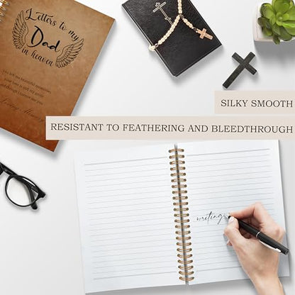 Letters to Heaven Notebook Journal 5.5x8.3, Memorial Gifts for Loss of Dad, Remembrance Bereavement Gifts Spiral Hardcover Notebook, Bereavement Gift for Loss of Father, Grief Journal - color: Letters to Dad in Heaven