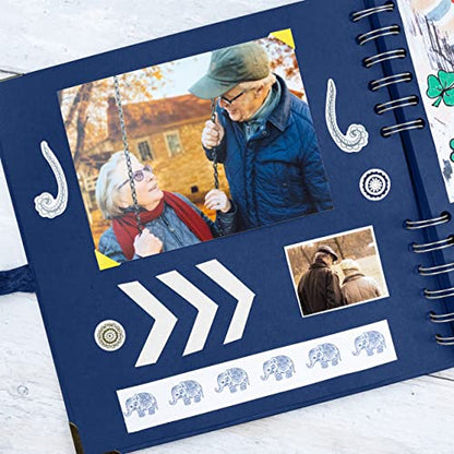 Bstorify Square Scrapbook Photo Albums 8 x 8 Inch Blue Hardcover with Ribbon Closure - Ideal for Scrapbooking, Art & Craft Projects | Hardcover with Thick Kraft Paper, Ideal for Your Scrapbooking Albums, Art & Craft Projects (Blue, 8 x 8 Inch) - color: Bl