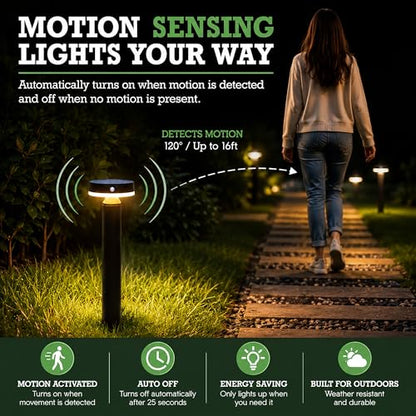 Solar Landscape Lights, Motion Sensor, 2 Modes, 55h Runtime, 4pk - size: In-Ground/Deck - 4 Pack