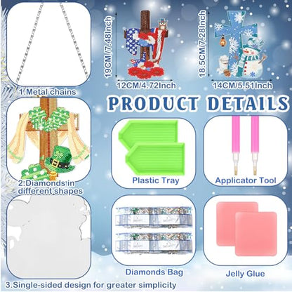 Cinnvoice Seasonal Diamond Art Hanging Kit,12 Pcs,Cross | Christmas Diamond Art Hanging Ornament, Month Diamond Painting Sign, Festival Crystal Suncatcher, for Door Window Wall Decor - style: Cross