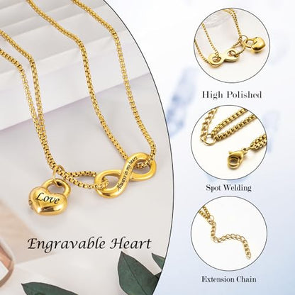 XIUDA Infinity Urn Necklace for Human Ashes Always in My Heart Cremation Necklace Stainless Steel Memorial Ash Jewelry for Women - color: Gold