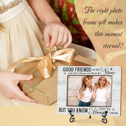 Utaqer Friendship Picture Frame, Good Friends Are Like Stars, Picture Gifts For Women Friend Bestie, Wooden Picture Frame For Birthday Thanksgiving Keepsake Holiday, 4X6 Photo Frame With Stand -21 - color: Friendship