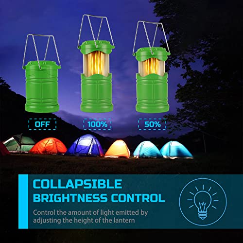 Lichamp 4 Pack LED Camping Lanterns Flame Lights, Green - color: Green