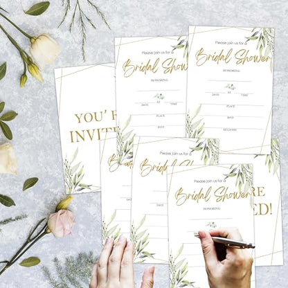 Bridal Shower Invitations, 25 Elegant Invites with Envelopes for Bridal Shower Reception Engagement Party, Greenery Wedding Party Cards - B01 - style: Greenery 4