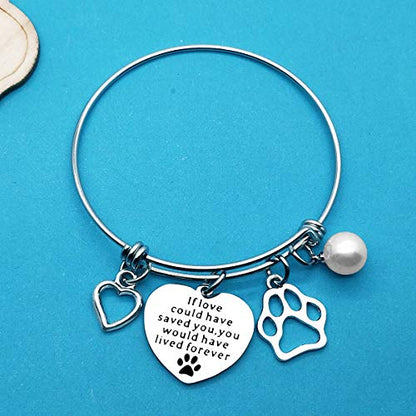 Xiahuyu Pet Memorial Bracelet Gift If Love Could Have Saved You You Would Have Lived Forever Bracelet Loss of Pet Gifts Sympathy Gifts for Loss of Dog In Memory of Dog Cat Gift