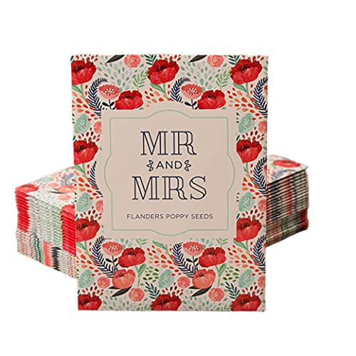 Bentley Seeds Mr & Mrs Pre Filled Flanders Poppy Seed Packets - 25 Individual Flanders Poppy Seed Packs -Wedding or Anniversary Party Favors Non-GMO Eco-Friendly Gift - Indoor Outdoor Garden Seeds - style: Mr and Mrs